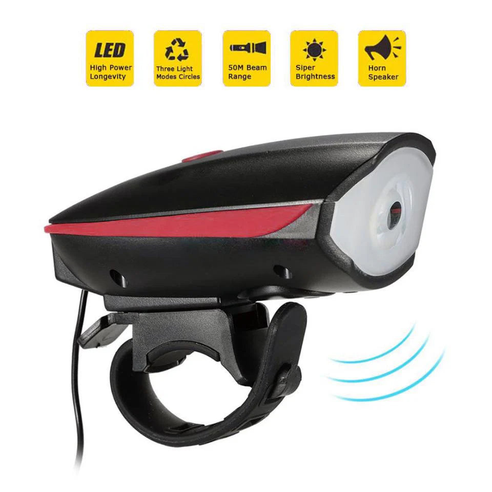 LED Scooter & Bicycle Headlight with Super Horn | Water-Resistant E-Scooter Lamp